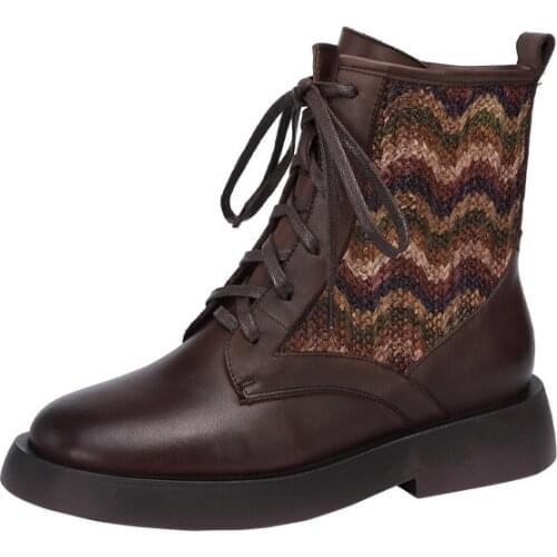 UMMEWALO Thick Heel Boots Women Round Toe Winter Medium Top Leather Boots Ladies