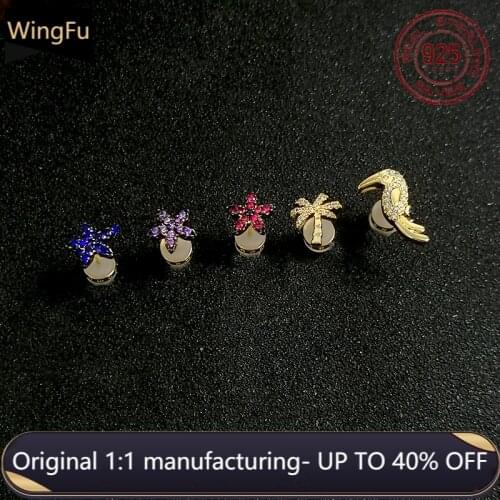 925 sterling silver womens earrings golden flamingo flower zircon earrings set luxury brand Monaco jewelry