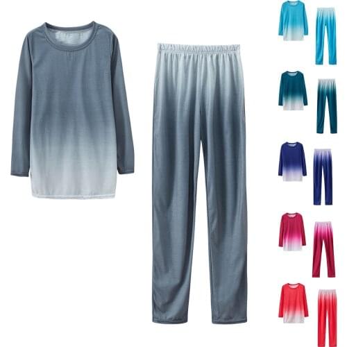 2PC Casual Long Sleeve Homewear Pajamas Suit Women Tie-Dyed Sweatshirt Sets Sportswear Suit Stand Collar Top+Trousers Tracksuit