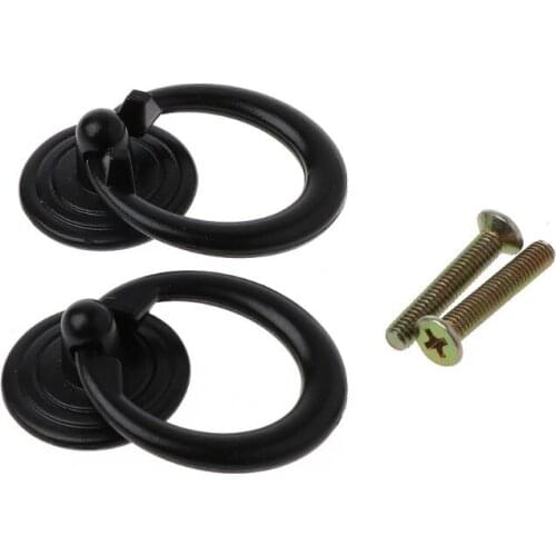 2Pcs Furniture Handle Black Kitchen Cabinets Pull Handle Knobs Drawer Door Ring