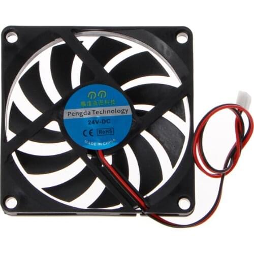 24V 2-Pin 80x80x10mm PC Computer CPU System Heatsink Brushless Cooling Fan 8010