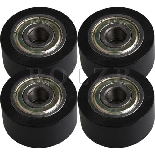 BQLZR 4PCS BQLZR Black 32MM ID 608ZZ Flat Plastic Coated Groove Guide Bearing Pulley