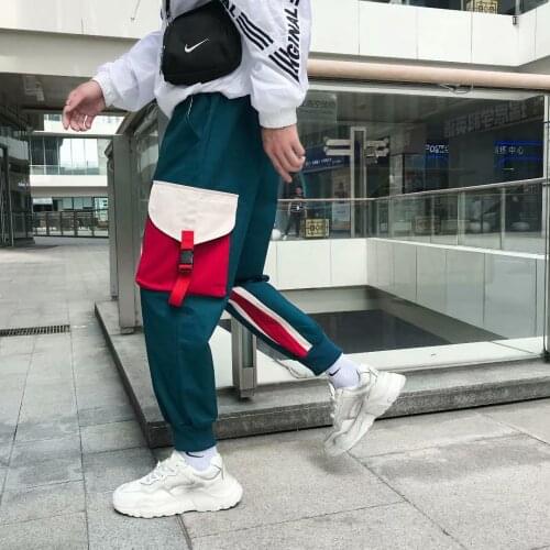 New Harajuku Multi-Pockets Safari Style Fashion Cargo Pants Men Autumn Hip Hop Streetwear Casual Elastic Trousers Camo M-3XL