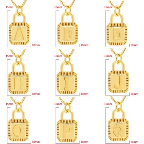 KEJIALAI Padlock Necklace Stainless Steel Chain Collares A-Z Alphabet Initial Letters Lock Pendant Necklaces Christmas Gifts