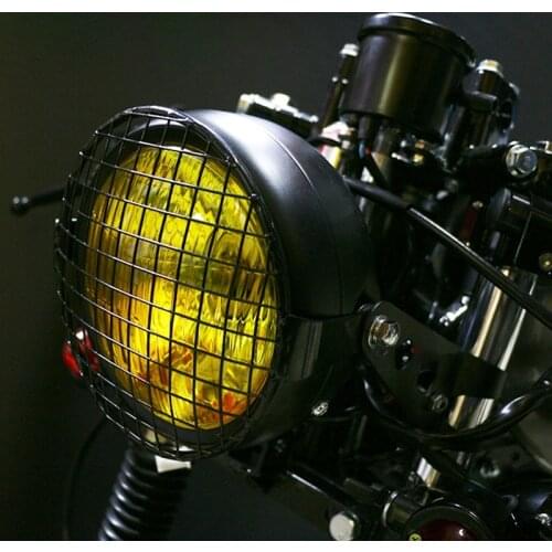 For Metal Honda GN CG125 Motorcycle LED Headlight 12V with Mask Head Light Black Bracket Mask Cover