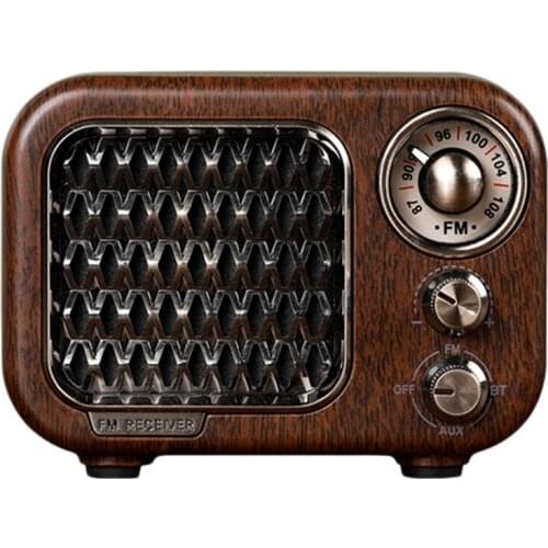 FM Small Retro Radio with Bluetooth, Nostalgic Radio with 1100MAh Rechargeable Battery, Support AUX/TF Card/Bluetooth