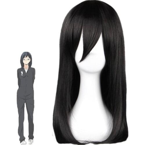 Haikyuu!! Volleyball Club Karasuno High School Kiyoko Shimizu Cosplay Wigs 45cm Long Black Heat Resistant Cosplay Costume Wig