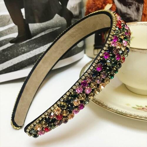 Crystal Hair Hoop Headband Rhinestone Hairband Headwrap For Women Girls Fashion Hairband Hairdressing Accessories -Mixed Color