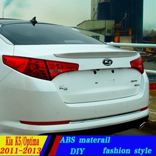 Use for Kia optima k5 spoiler 2011-2013 optima K5 lip spoiler High Quality ABS Material Car Rear Wing Primer Color Rear Spoiler