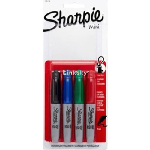 Sharpie 35113 Compact Mini Marker with Keychain Carrying Oily Marker Stationery Dust-Free Purification Marker,4 colors set