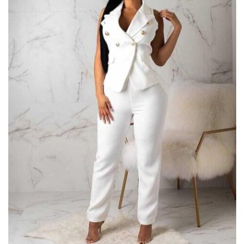 Suit+long pants womens spring and autumn new fashion casual overalls professional wear office wear OL two-piece