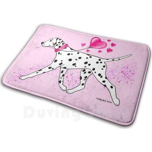 Dalmatian & Hearts Mat Rug Carpet Anti-Slip Floor Mats Bedroom Dalmatian Cute Dog Valentine Dalentine Hearts