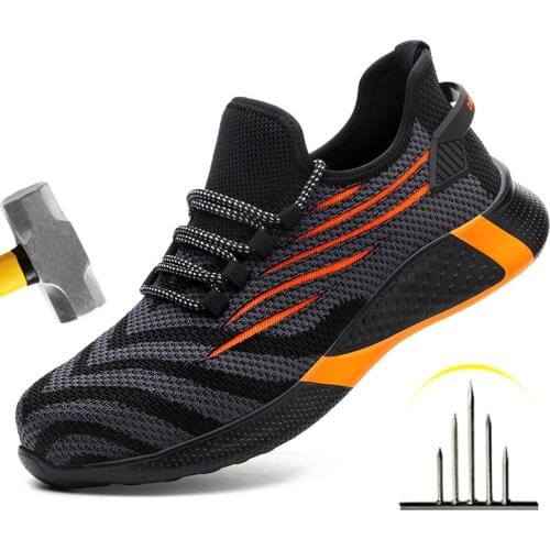 Work Sneakers For Men Comfort Safety Shoes Anti-Smash Steel Toe Shoes Anti-Puncture Work Shoes Indestructible Industrial Shoes