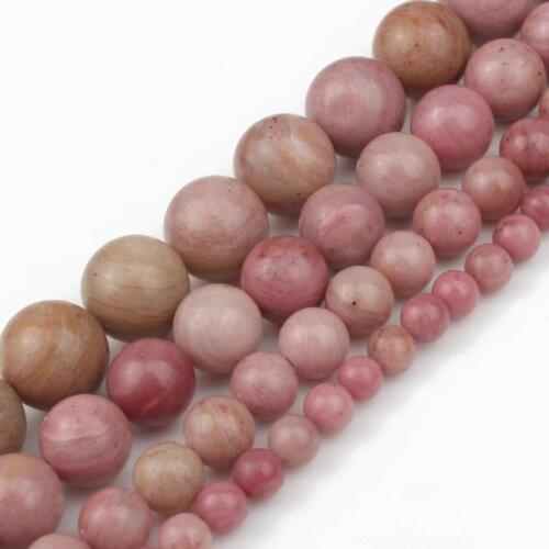 AAA Natural Rhodonite Stone Round Loose Beads For Jewelry Making Bracelet ,Necklace 15.5" Pick Size 4 6 8 10 12mm