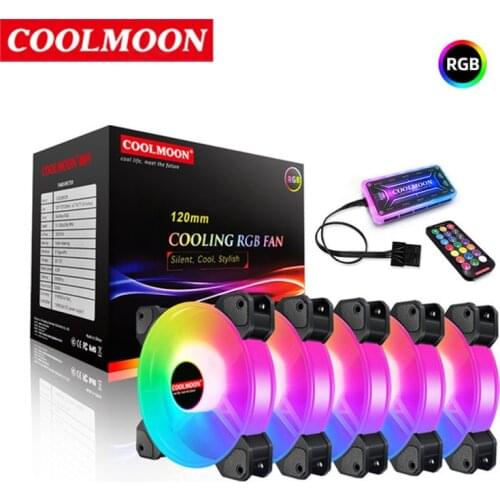 Coolmoon 120mm Computer Case Fan RGB 6PIN Adjustable Colorful Lamp For Radiator Adjust Cooler speed lights Ventilador