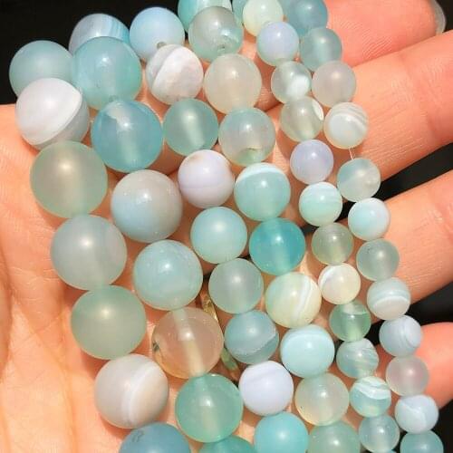 Matte Light Green Sardonyx Agates Beads Natural Loose Stone Beads for Jewelry Making DIY Bracelet Charms Supplies 15'' 6 8 10mm