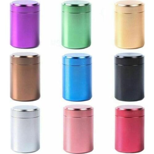 9Color Metal Aluminum Portable Small Sealed Cans Travel Tea Caddy Airtight Smell Proof Container Stash Jar Hot sale