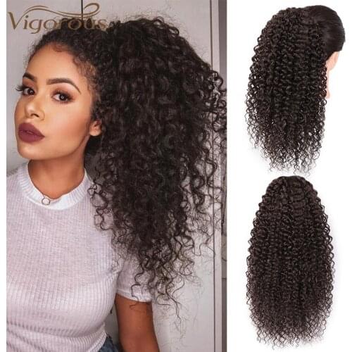 Vigorous Drawstring Puff Ponytail Afro Curly Hair Extension Clip in Pony Tail African American Synthetic Hair Extensions