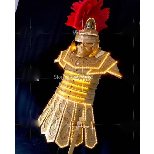 Bar LED performance wine clothes mens luminous Roman warrior armor vintage General uniform cosplay costumes