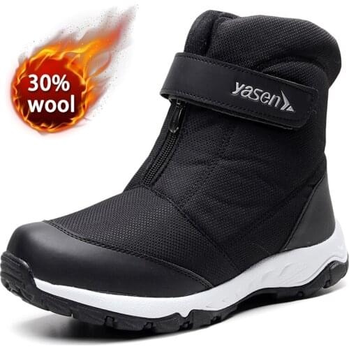 High quality Men boots 2021 winter shoes men ankle boots Waterproof Non-slip warm fur flat men snow boots big size 40-45