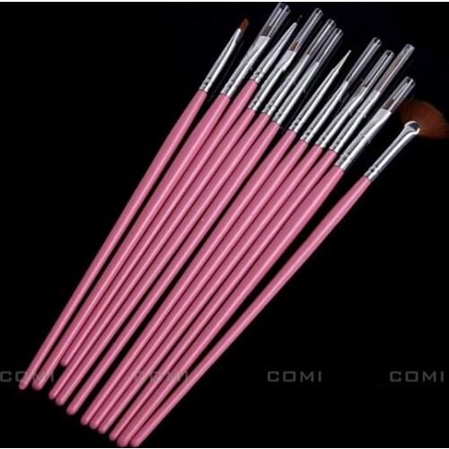 15pcs Crafts Pink Brushes Art Design Pen Painting Dotting Brush Set Clay Crafts Tools
