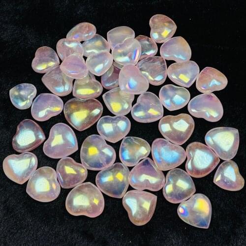 Natural Aura Pink Crystal Heart Rose Quartz Love Gem