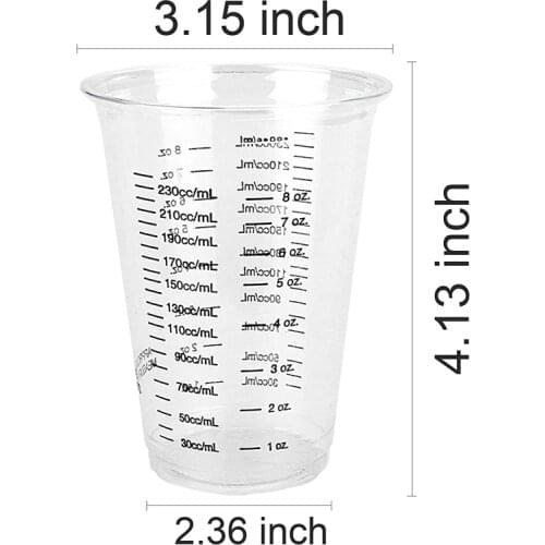 MONGKA 20 8oz Disposable Graduated Clear Plastic Cups for Mixing Paint, Stain, Epoxy, Resin