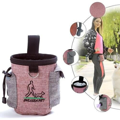 Pet Waist Pack Waterproof Linen Outdoor Training Dog Treat Pouch Creative Adjustable Dog Training Bag Pet Treat Bag For Cat Dog