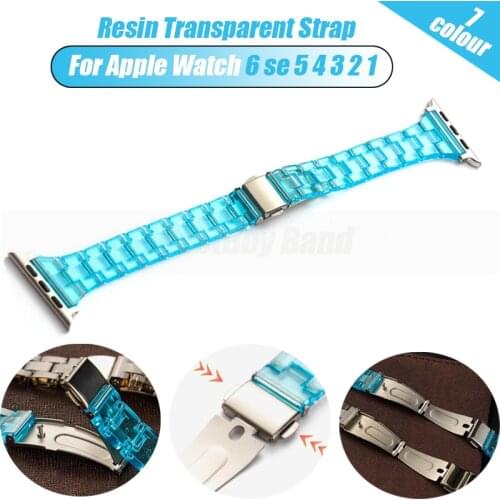 Resin Transparent band for iwatch 6 5 4 se 44mm 40mm Bracelet Watch Band for apple series 3 2 1 Wrist Accessories loop 38mm 42mm