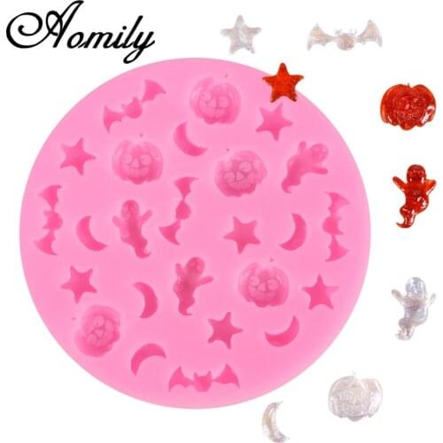 Aomily Silicone Cake Molds Halloween Pumpkin Star Moon Bat Fondant Chocolate Mold Cake Decorating Tools Sugarcraft Soap Mould