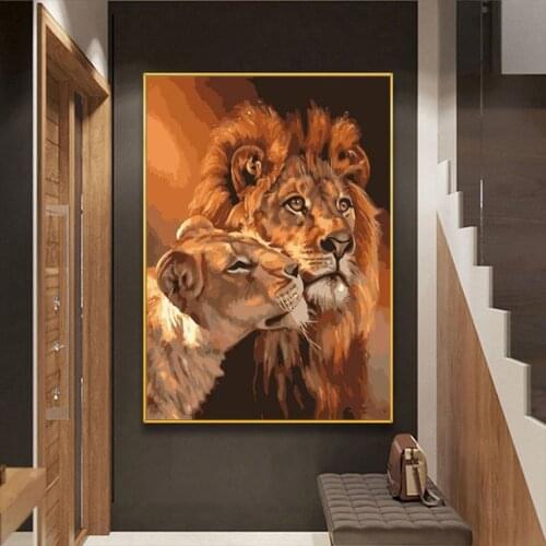 Large Size Modern Abstract Lion Animal Poster Mural Family Bedroom Childrens Room Wall Decoration Canvas Art (no Frame)
