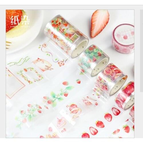 Fresh strawberry fruit dessert bread vine branch lace rain PET washi tape DIY planner scrapbooking masking tape escolar