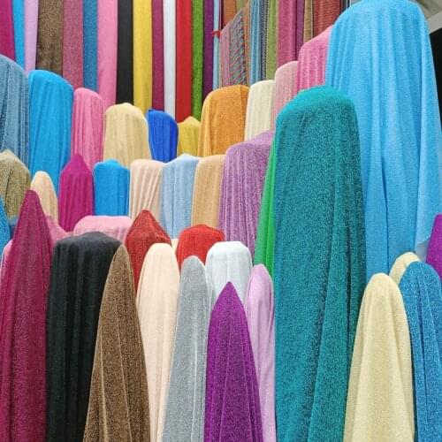 Lurex fabric knitted stretch wedding dance clothes glitter starry sky stage designer fabric