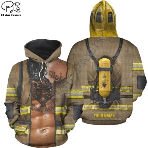PLstar Cosmos Amazing Fun Firefighter Fireman 3D Print Hoodies Sweatshirts Zip Hooded For Men And Women Casual Streetwear Q23