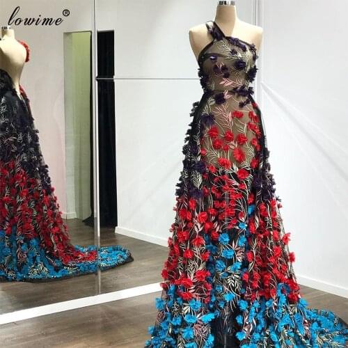 Multi Flowers Evening Dresses Long 2021 Elegant Mermaid Evening Gowns Turkish Couture Arabic Pageant Dresses For Women Vestidos
