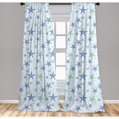 Starfish Curtain for Kids Room Nautical Sea Creature in Calm Tones Underwater Themed Art Lightweight Window Drapes Living Room