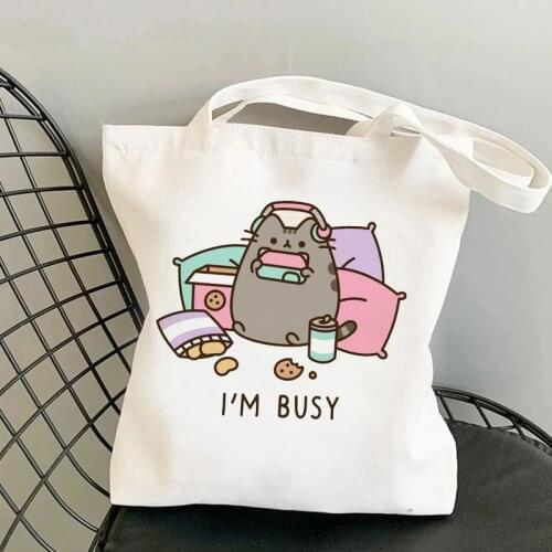 Cat Bag Women Shopping Bag Graphic Tote Bag Gothic Shopper Bag Women Canvas Shoulder Bag Female Ulzzang Eco Large-capacity