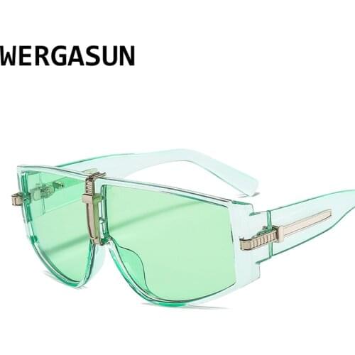 WERGASUN Vintage Goggle Sunglasses Women Luxury Steampunk Sun Glasses For Men Eyewear Fashion Large Frames Clear Lens Shades