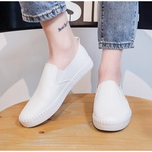 Women Shoes Flats Summer Autumn New Fashion Casual Flats Solid Breathable Simple Women Casual White Leather Sneakers Women