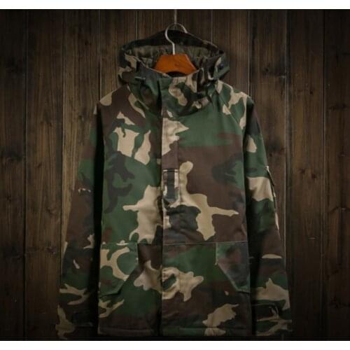 Winter Hooded Plus Size Camouflage Full Sleeve Windbreaker High Quality Thermal Mens Hooded Windbreaker Parka Plus size