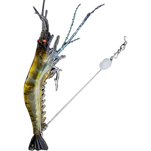 1PC Luminous Shrimp Fake Fishing Lure Baits Soft Simulation Prawn Lure Fishy Smell Artificial Trout Bait with Hook Fishing Tools