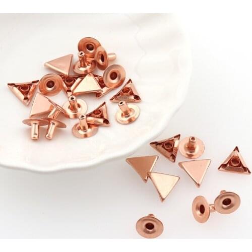 100sets 7*10mm Rose gold Double Cap Rivets Stud Collision Nail Spike Bag Belt Shoes Garment and Metal Tool For DIY Leather craft