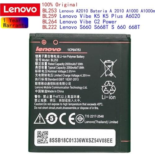 100% Original Battery For Lenovo A2010 A1000 A1000m Vibe K5 K5 Plus A6020 A6020A40 A6020A46 S660 S668T S 660 668T Vibe C2 Power