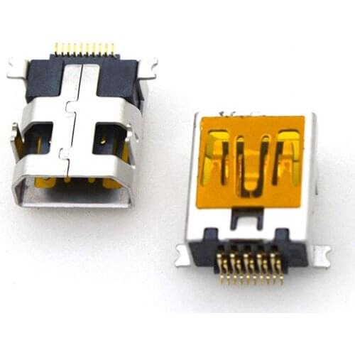 20Pcs Female Mini USB Type B 10 Pin SMT SMD DIP Mount Jack Connector