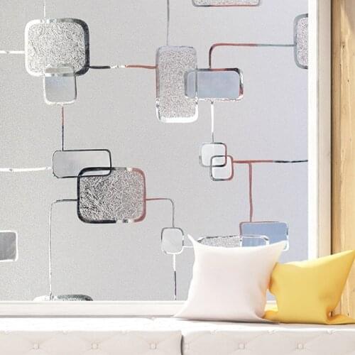 3D Decorative Window Square Round Cling Film Vinyl No Glue Window Privacy Film Static Cling Stained Glass Window Sticker 2020