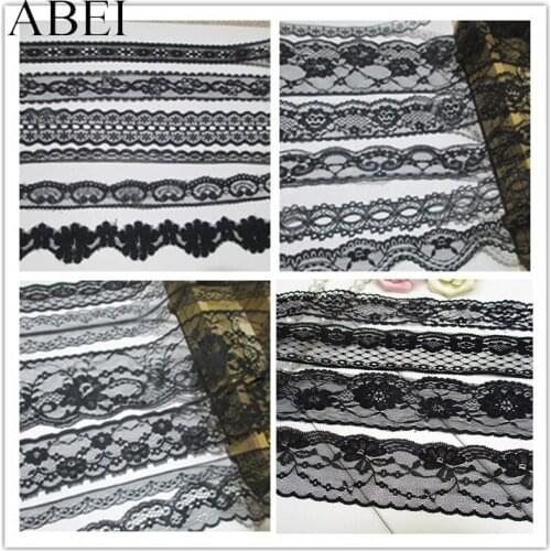 5-25mm 30yards Mix Styles Polyester Black Lace Trims Clothes Apparel Edge Wrap DIY sew patchwork crafts Hometexile Embellishment