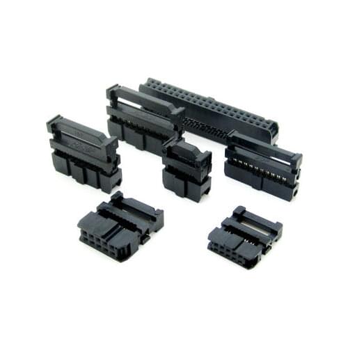 50PCS FC 2.54mm Connector IDC Line Wire Pressing Head ISP JTAG Ox Horn Plug 6P 8P 10P 12P 14P 16P 20P-64P Female Socket