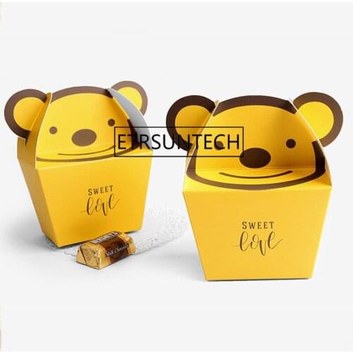500Pcs Small Gift Boxes Wedding Party Favor Bear Cartoon Paper Box Chocolate Cookie Candy Gift Paper Box Packaging
