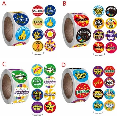 500pcs Reward Stickers Encouragement Labels Roll for Kids Motivational Sticker with Cute Animals for Children Students Teachers