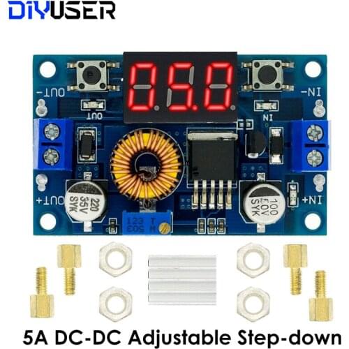 5A High power 75W DC-DC adjustable step-down module+LED Voltmeter Power supply module